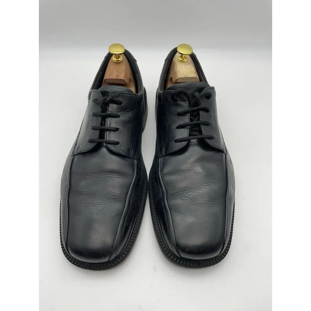ECCO Shoes Men US 10 EU 44Black Leather Dress Bicycle Toe Oxford Comfort